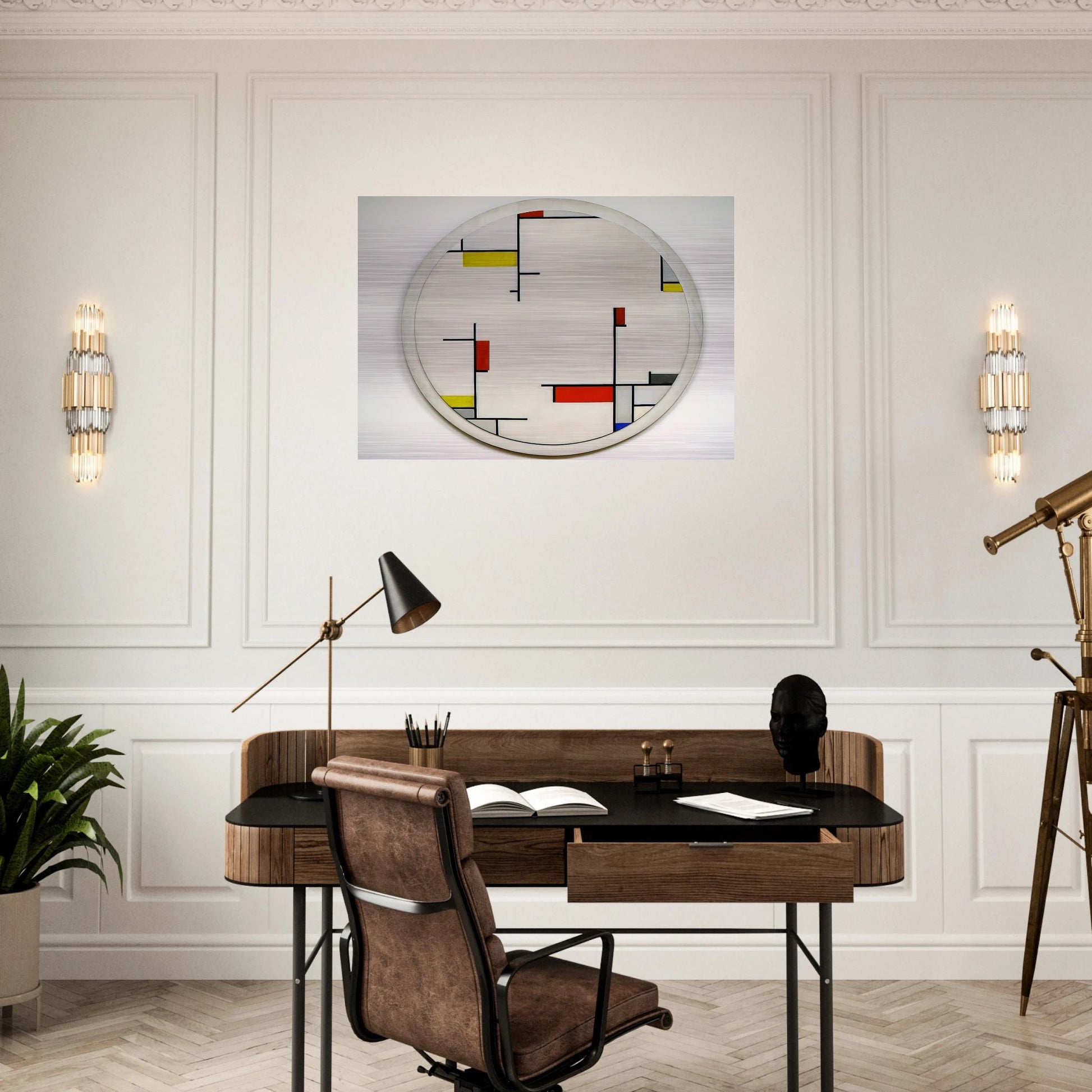 Relational Painting, Tondo #1 - 1944 - Fritz Glarner Brushed Aluminum Print - 70x100 cm / 28x40 inches | Fritz Glarner Aluminum Print | Fritz Glarner Prints