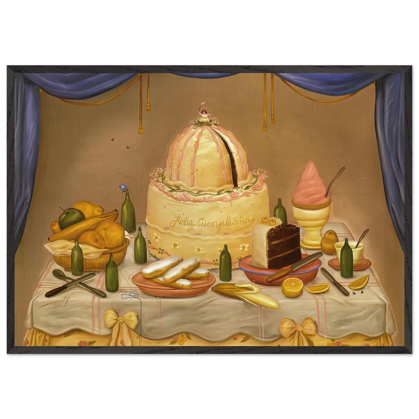 HAPPY BIRTHDAY - Fernando Botero 70x100 cm / 28x40 inches Framed Art Print – Black Wooden Frame