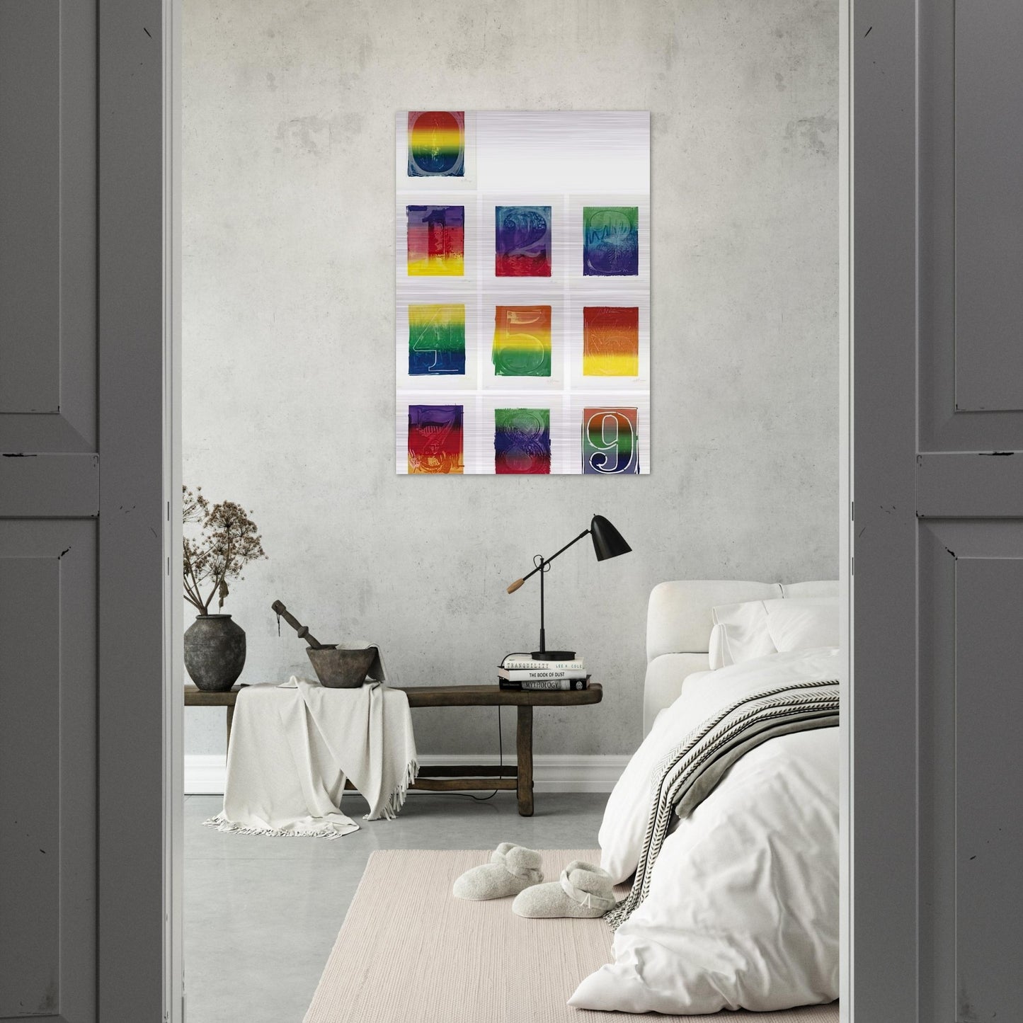 COLOR NUMERAL SERIES ULAE 59 68 1969 - Jasper Johns Brushed Aluminum Print - 70x100 cm / 28x40 inches | Jasper Johns Aluminum Print | Jasper Johns Prints