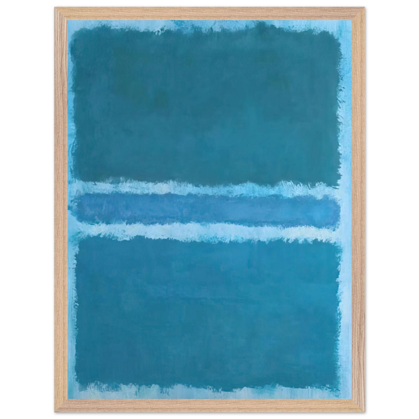 Mark Rothko - Untitled Blue Divided by Blue - 1966 Wall Art - 60x80 cm / 24x32 inches - Premium Wooden Framed Poster With Fine Art Paper - Black frame