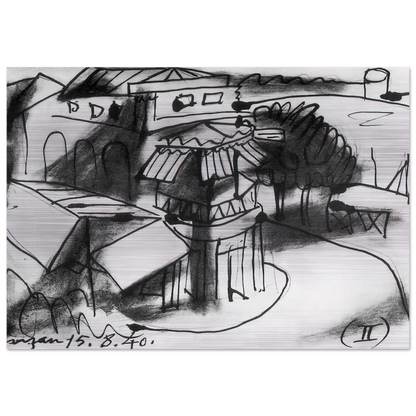 Café in Royan - 1940 - Pablo Picasso Brushed Aluminum Print - 70x100 cm / 28x40 inches | Pablo Picasso Aluminum Print | Pablo Picasso Prints