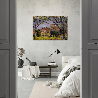 L'Estaque. View through the Trees - Paul Cézanne Brushed Aluminum Print - 70x100 cm / 28x40 inches | Paul Cézanne Aluminum Print | Paul Cézanne Prints