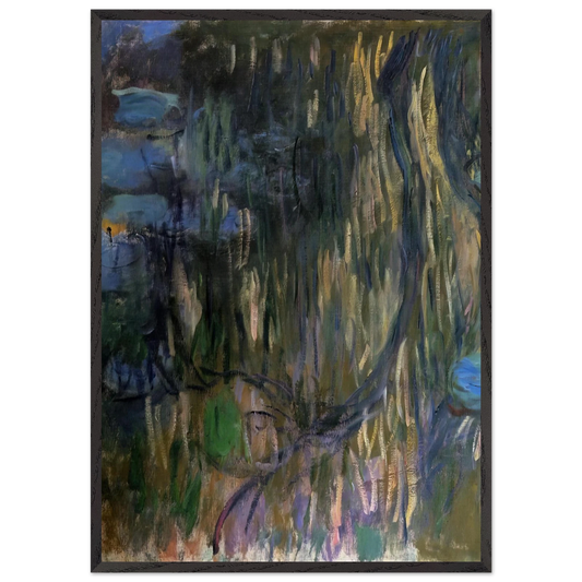 Water Lilies Reflections of Weeping Willows left half - claude monet 70x100 cm / 28x40 inches Framed Art Print – Black Wooden Frame