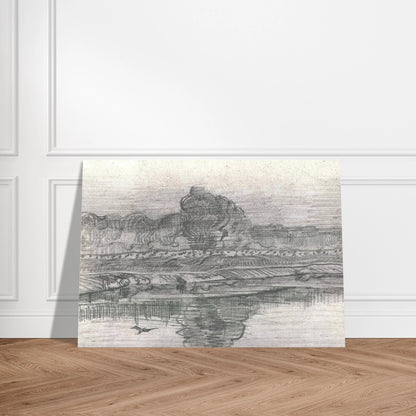 Landscape with the Oise - Vincent van Gogh Brushed Aluminum Print - 70x100 cm / 28x40 inches | Vincent van Gogh Aluminum Print | Vincent van Gogh Prints