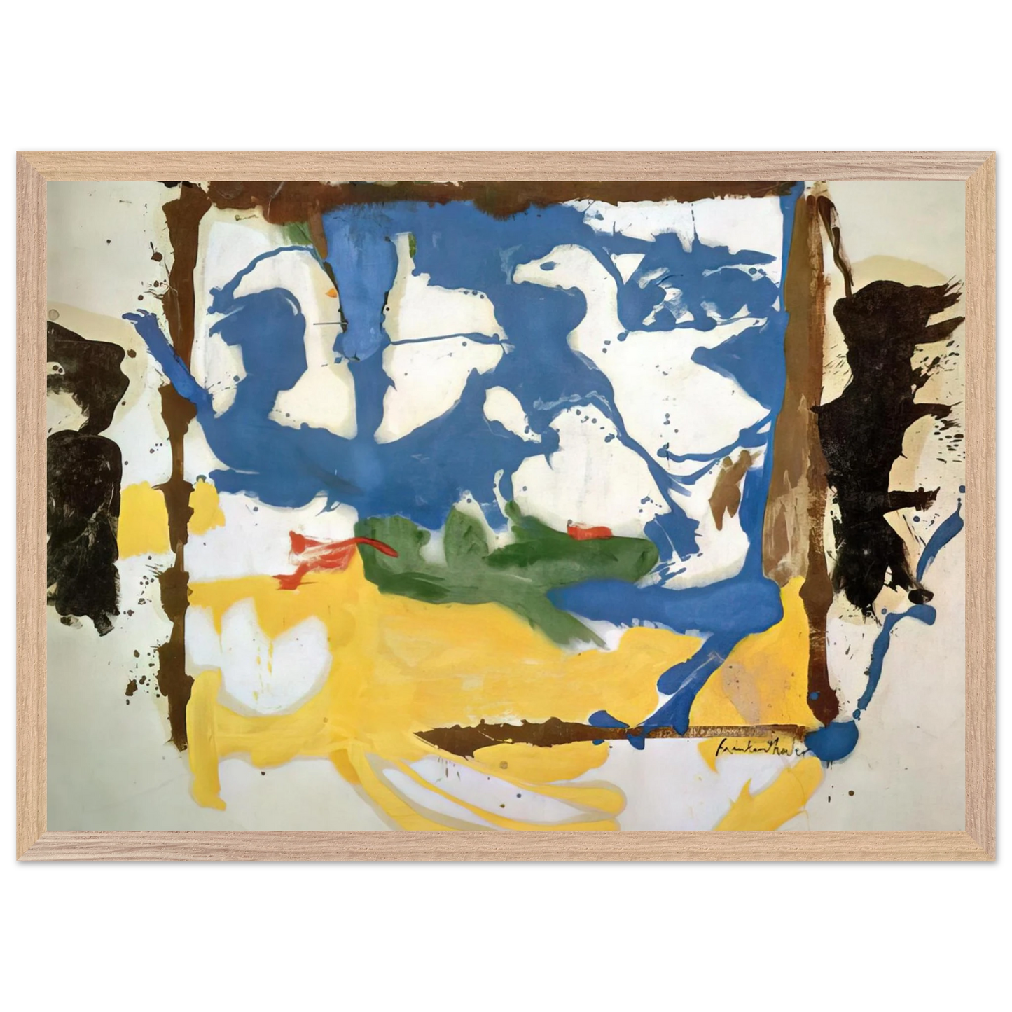 Helen Frankenthaler - Swan Lake #2 - 1961 Wall art - 30x45 cm / 12x18 inches - Premium Wooden Framed Poster With Fine Art Paper-canvas - Black frame