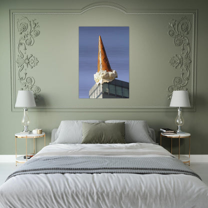 DROPPED CONE COLLABORATION WITH VAN BRUGGEN 2001 - Claes Oldenburg Brushed Aluminum Print - 70x100 cm / 28x40 inches | Claes Oldenburg Aluminum Print | Claes Oldenburg Prints