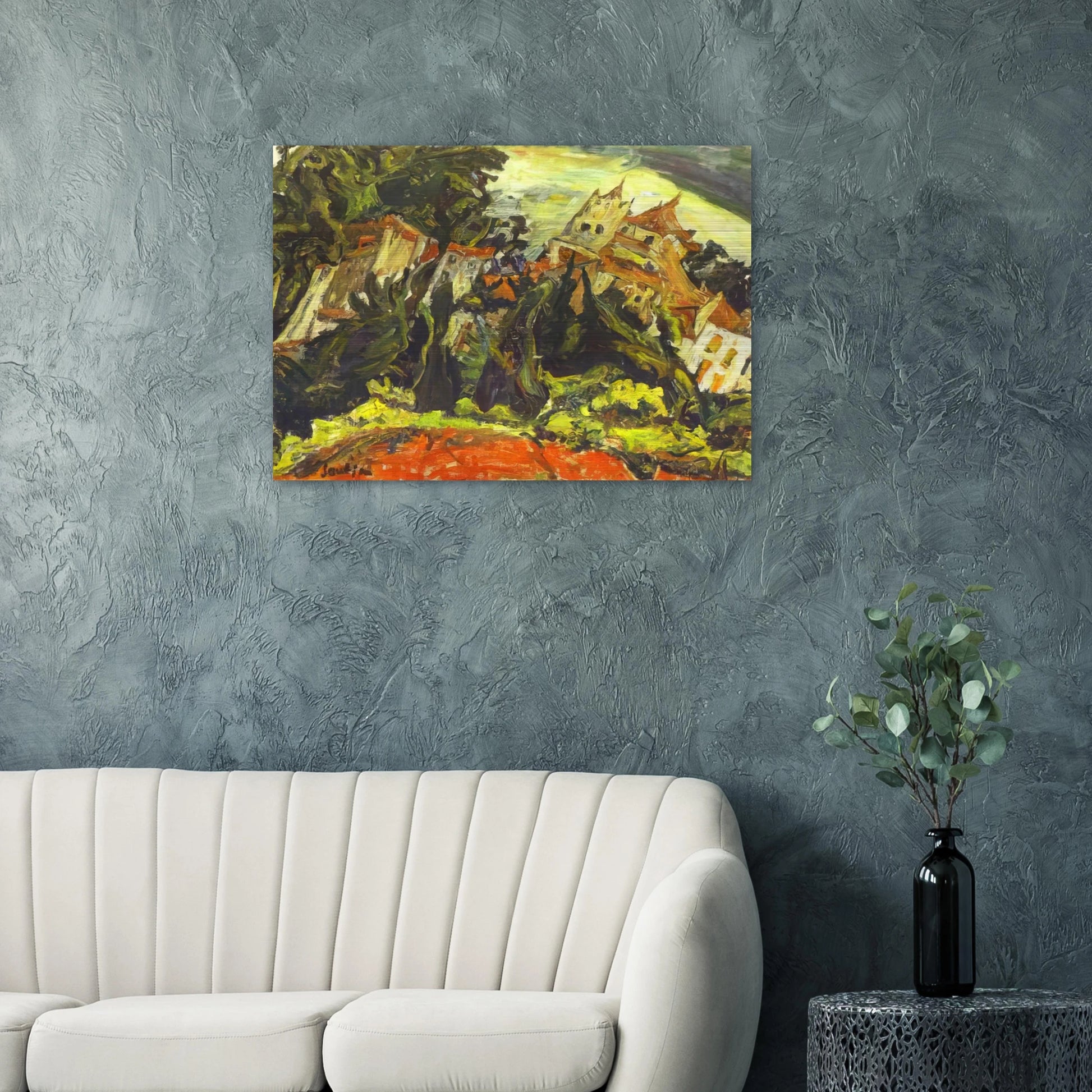 HOUSES AT CERET - Chaim Soutine Brushed Aluminum Print - 70x100 cm / 28x40 inches | Chaim Soutine Aluminum Print | Chaim Soutine Prints
