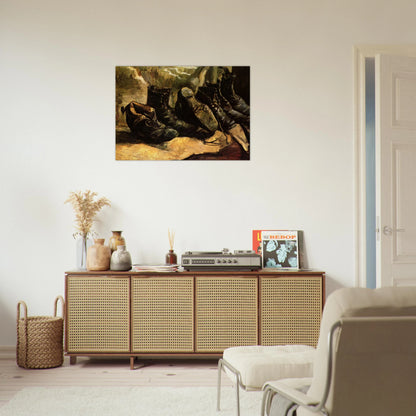 Three Pairs of Shoes - Vincent van Gogh Brushed Aluminum Print - 70x100 cm / 28x40 inches | Vincent van Gogh Aluminum Print | Vincent van Gogh Prints