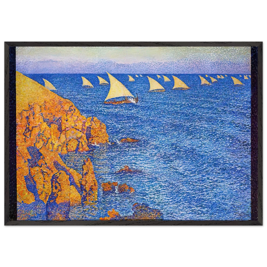 THE REGATA 1892 - Theo van Rysselberghe 70x100 cm / 28x40 inches Framed Art Print – Black Wooden Frame