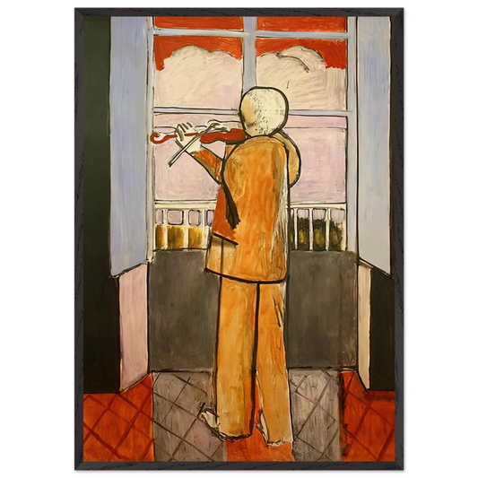 THE VIOLINIST AT THE WINDOW 1918 - Henri Matisse 70x100 cm / 28x40 inches Framed Art Print – Black Wooden Frame
