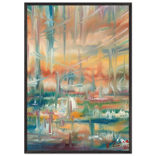 Abstract Composition N4 - Konrad Zuse 70x100 cm / 28x40 inches Framed Art Print – Black Wooden Frame