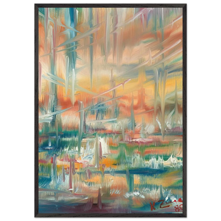 Abstract Composition N4 - Konrad Zuse 70x100 cm / 28x40 inches Framed Art Print – Black Wooden Frame