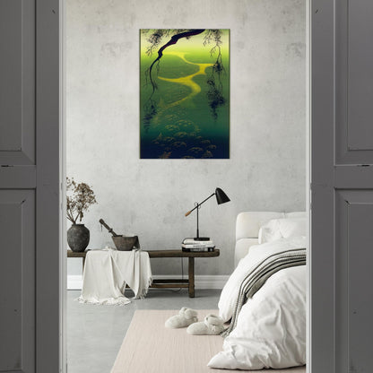 Green Mist - Eyvind Earle Brushed Aluminum Print - 70x100 cm / 28x40 inches | Eyvind Earle Aluminum Print | Eyvind Earle Prints