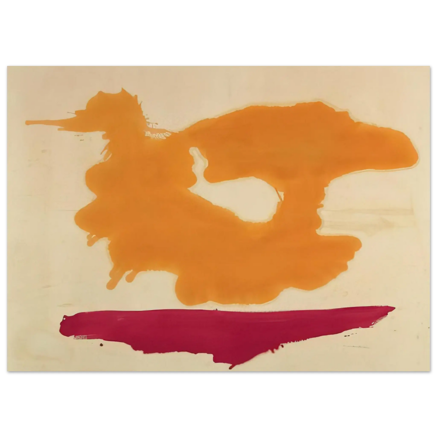 Helen Frankenthaler - Only Orange - 1963 Wall art - A3 (29.7 x 42  cm) - Premium Wooden Framed Poster With Fine Art Paper - Black frame