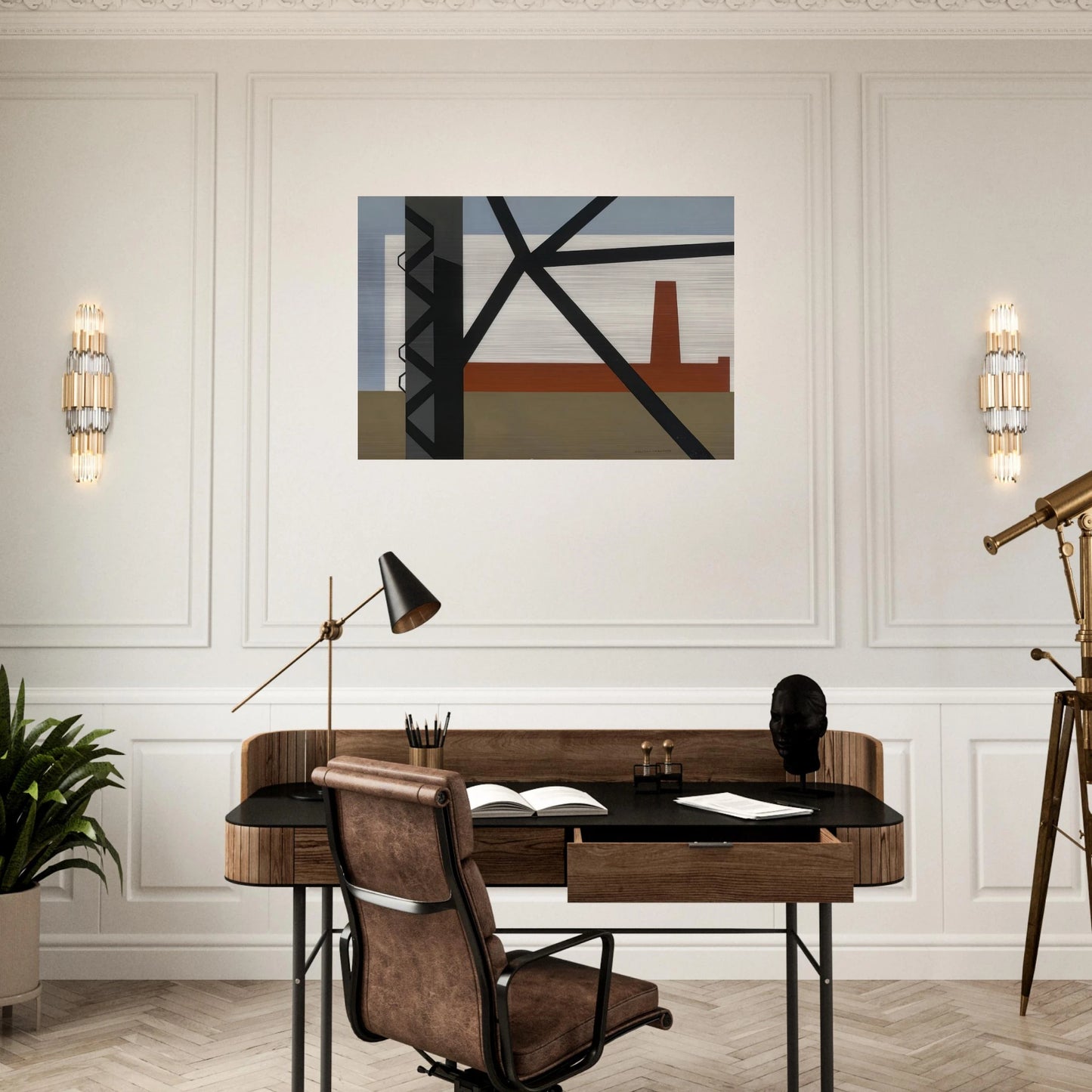 From the Bridge - 1942 - Ralston Crawford Brushed Aluminum Print - 70x100 cm / 28x40 inches | Ralston Crawford Aluminum Print | Ralston Crawford Prints