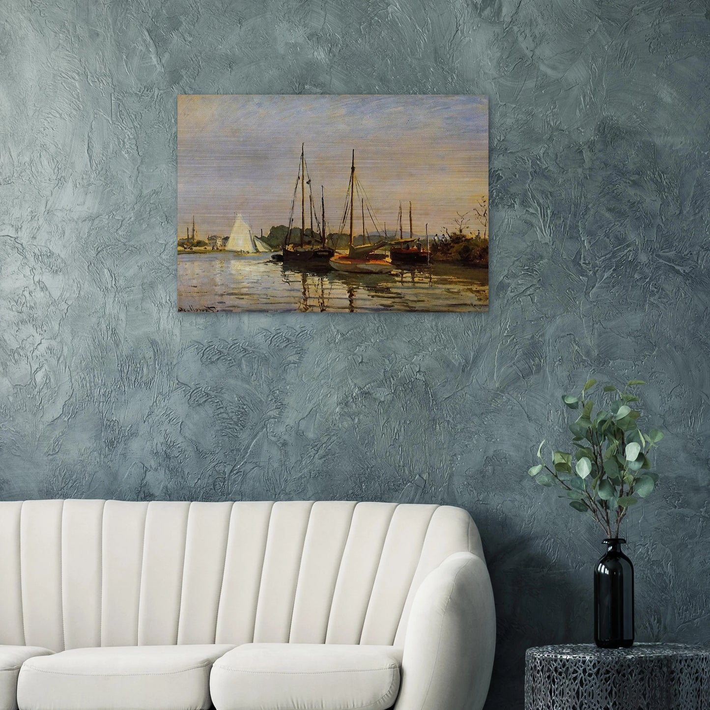 Pleasure Boats, Argenteuil, c.1872-3 oil on canvas - claude monet Brushed Aluminum Print - 70x100 cm / 28x40 inches | claude monet Aluminum Print | claude monet Prints