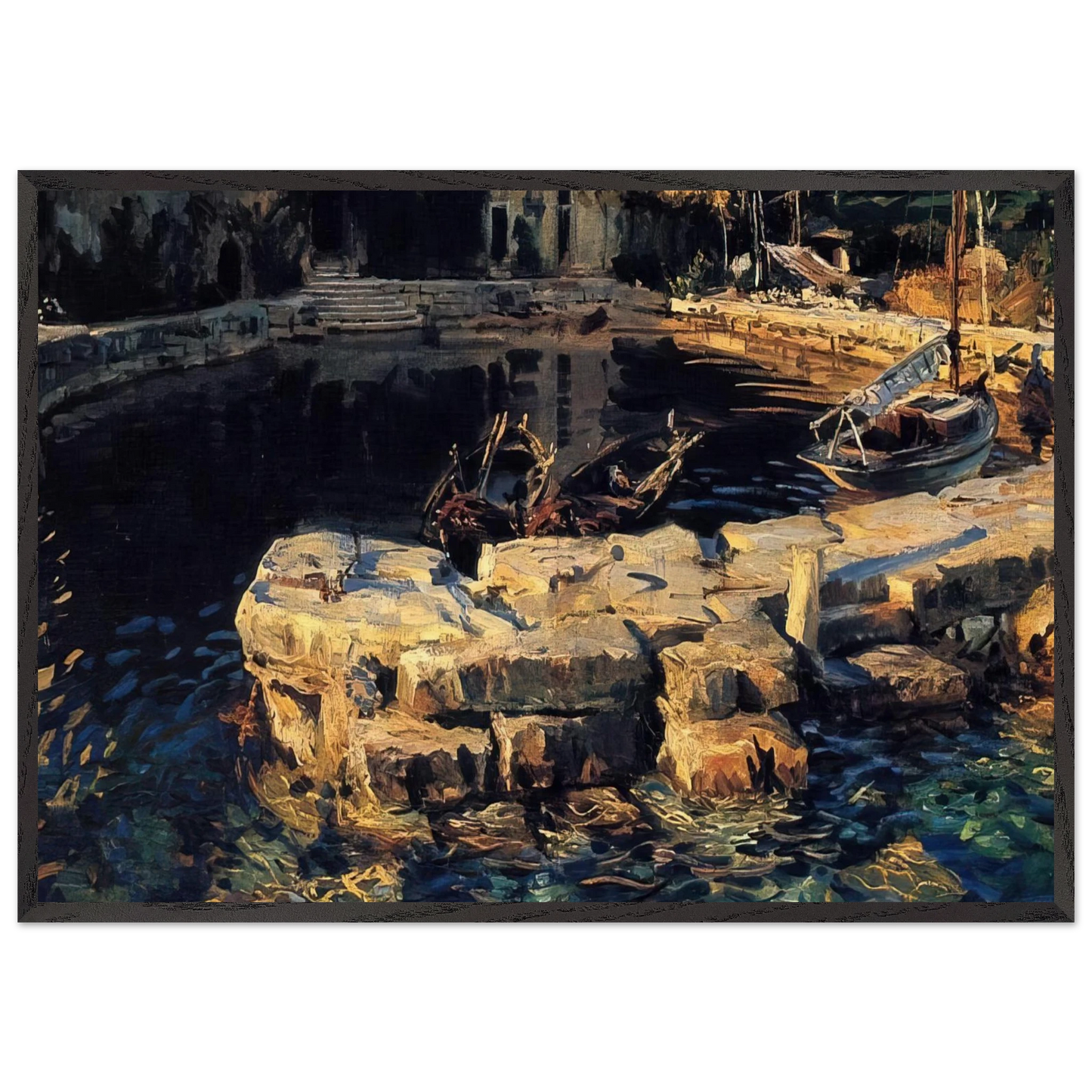 San Vigilio Lake Garda - John Singer Sargent 70x100 cm / 28x40 inches Framed Art Print – Black Wooden Frame