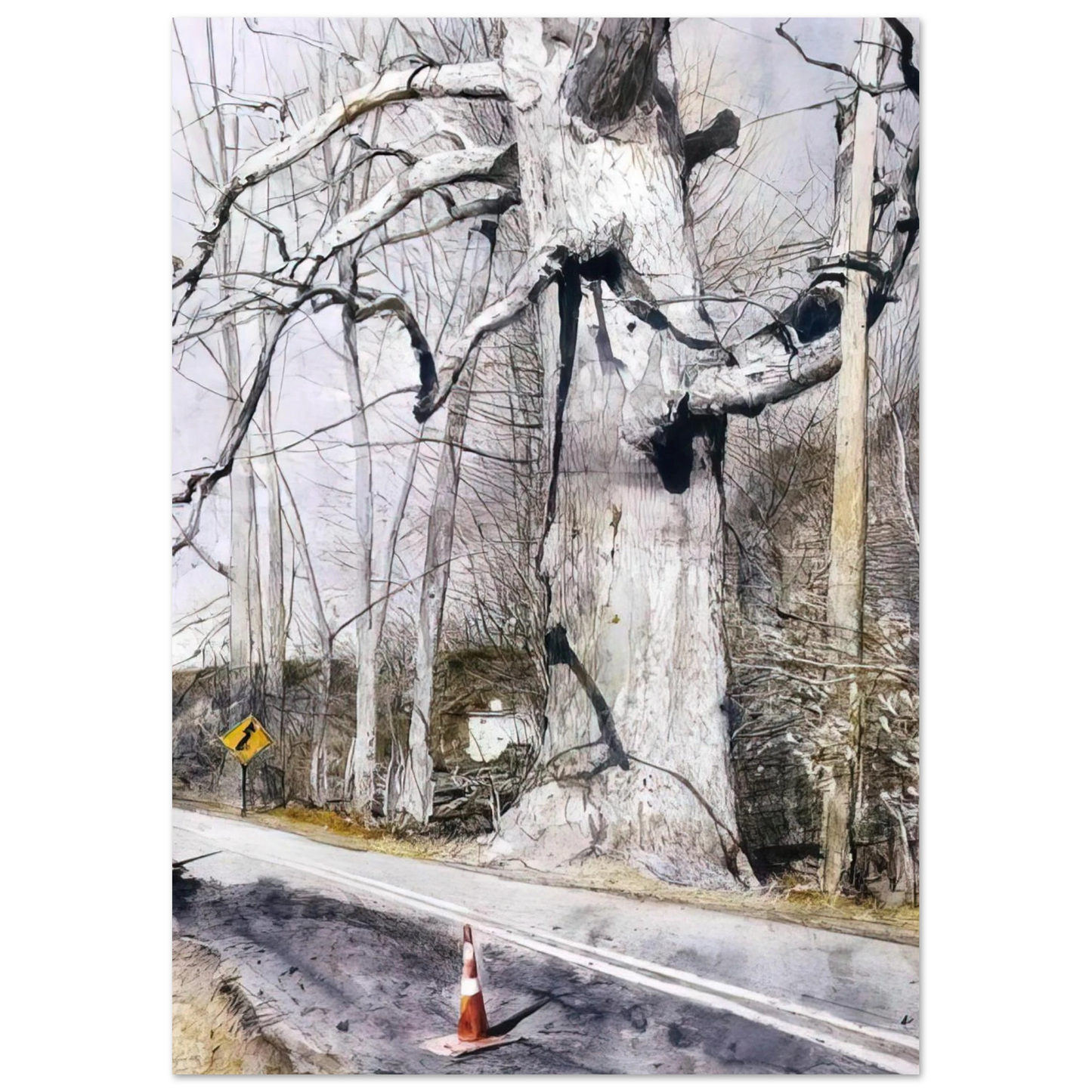 Andrew Wyeth - WALKING STICK Wall Art - 60x80 cm / 24x32 inches - Premium Wooden Framed Poster With Fine Art Paper-canvas - Black frame