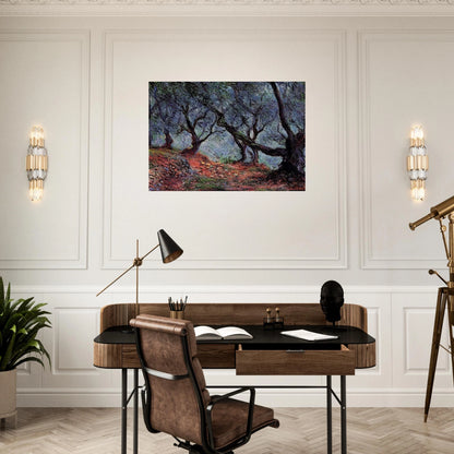Grove of Olive Trees in Bordighera - claude monet Brushed Aluminum Print - 70x100 cm / 28x40 inches | claude monet Aluminum Print | claude monet Prints