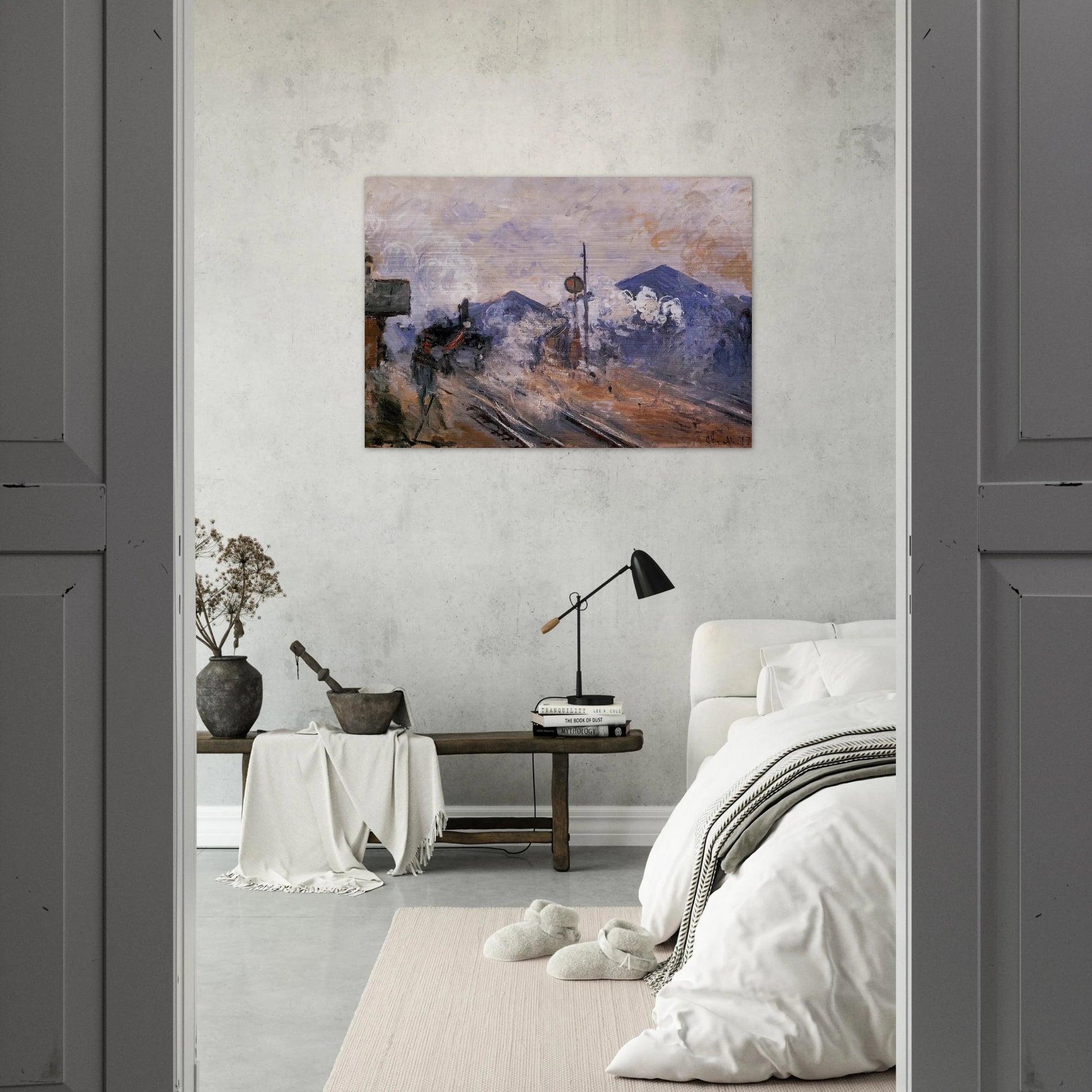 Saint-Lazare Station, Track Coming out - claude monet Brushed Aluminum Print - 70x100 cm / 28x40 inches | claude monet Aluminum Print | claude monet Prints