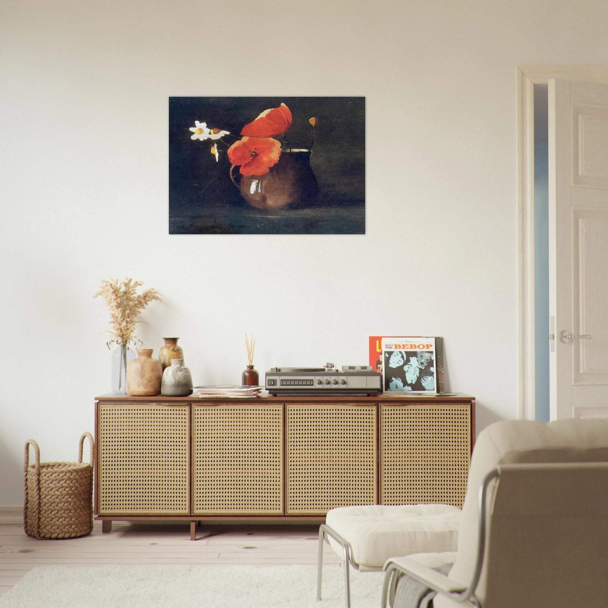 FLOWERS IN GREEN VASE - Odilon Redon Brushed Aluminum Print - 70x100 cm / 28x40 inches | Odilon Redon Aluminum Print | Odilon Redon Prints