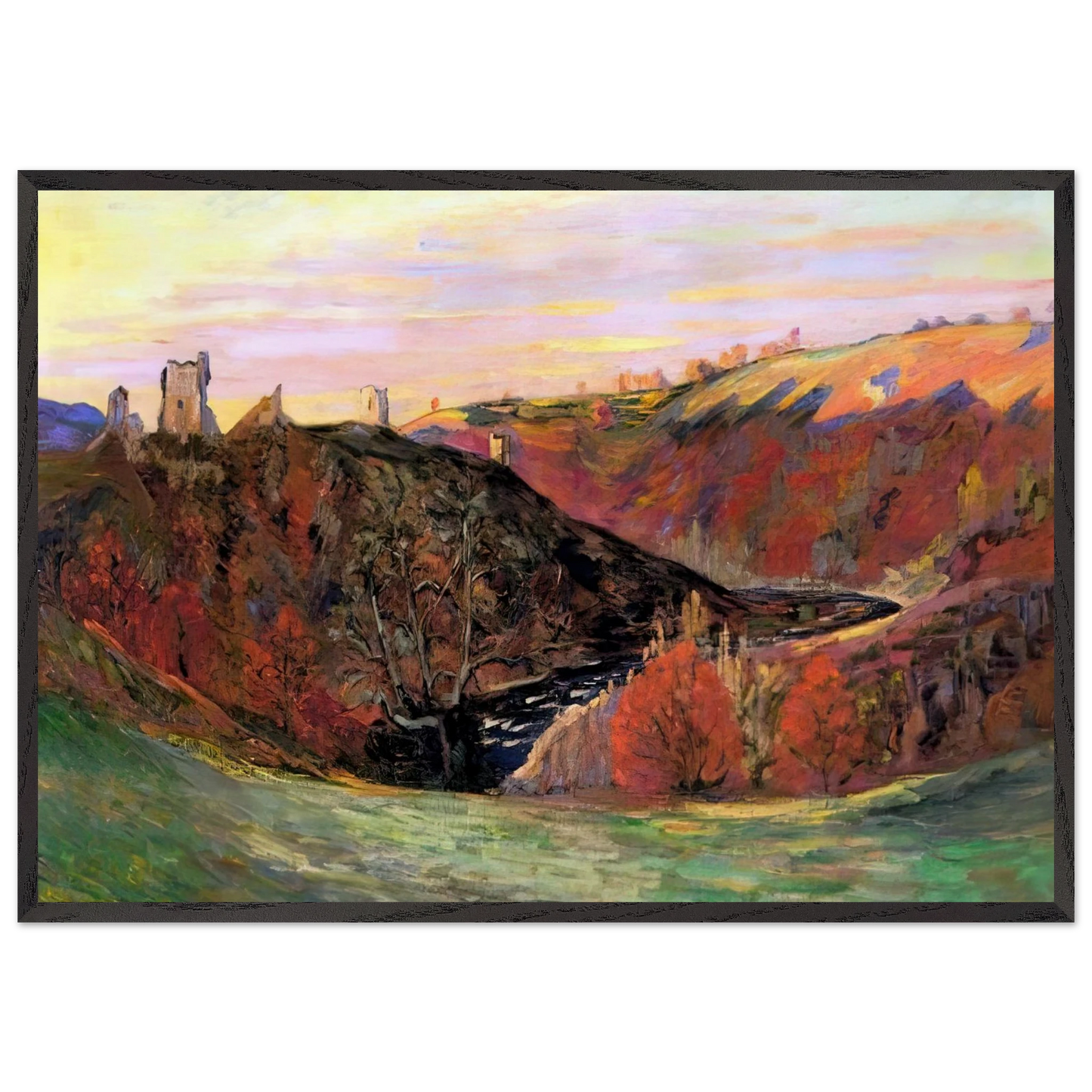 Sunset in Creuse - 1898 - Armand Guillaumin 70x100 cm / 28x40 inches Framed Art Print – Black Wooden Frame