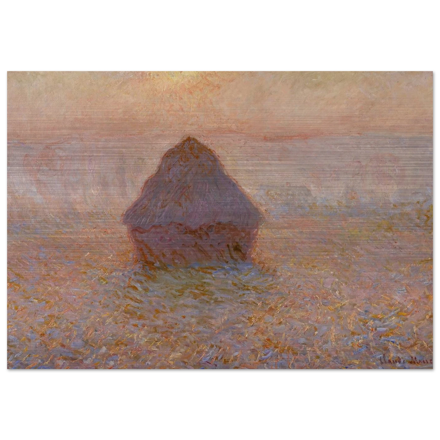 Grainstack, Sun in the Mist - claude monet Brushed Aluminum Print - 70x100 cm / 28x40 inches | claude monet Aluminum Print | claude monet Prints