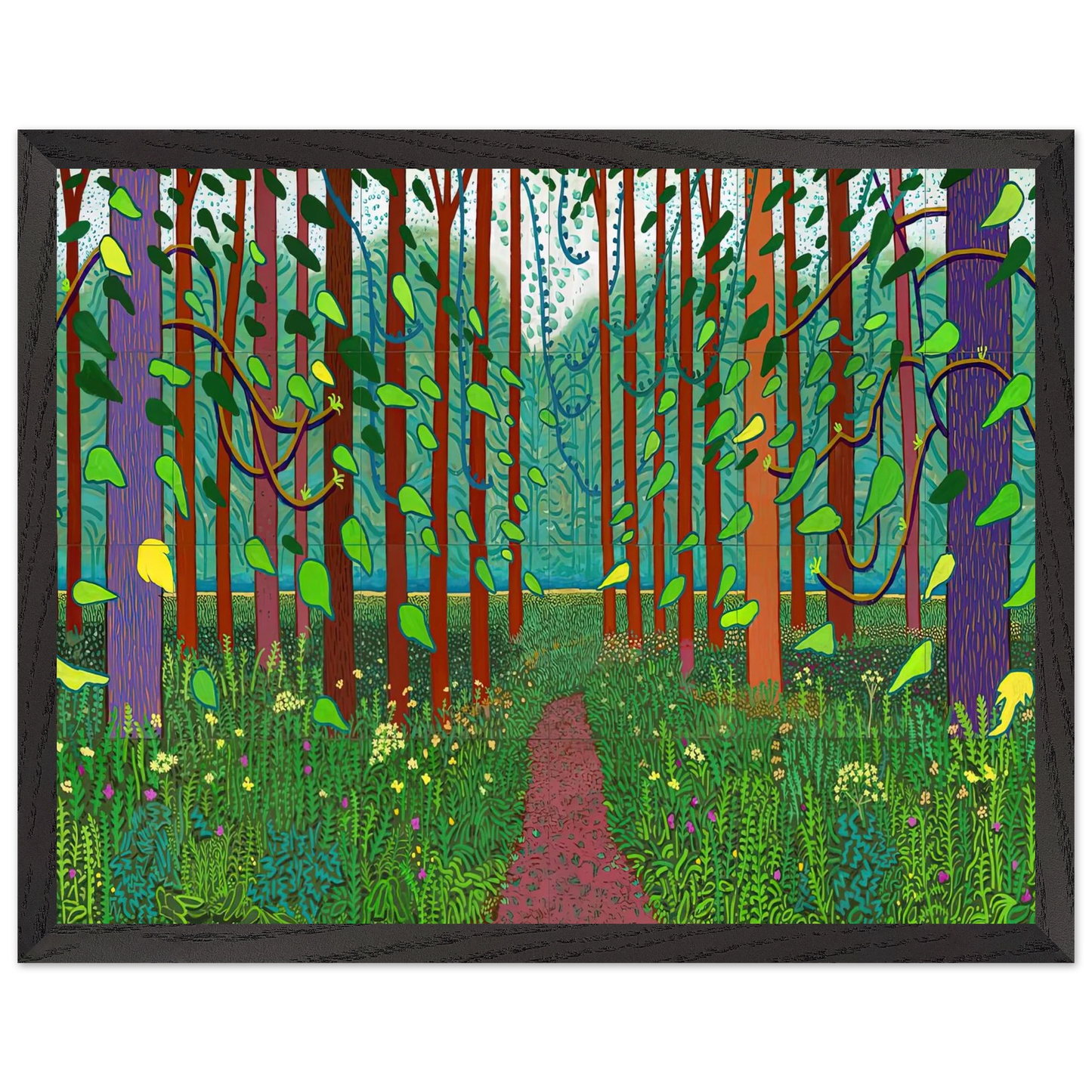 David Hockney - David Hockney Wall art - 70x100 cm / 28x40 inches - Premium Wooden Framed Poster With Fine Art Paper-canvas - White frame