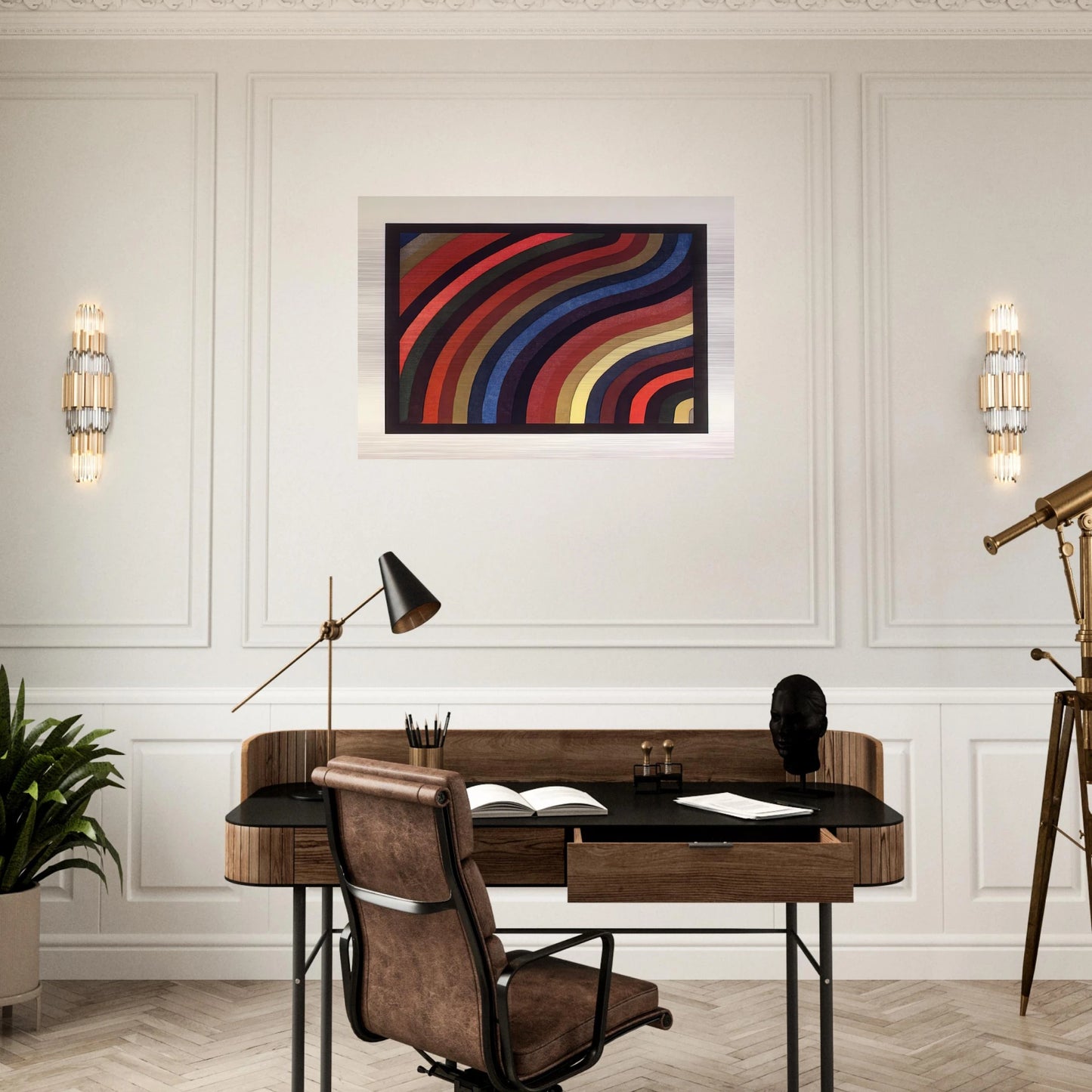 Two Centimeter Wavy Bands in Colors - Sol LeWitt Brushed Aluminum Print - 70x100 cm / 28x40 inches | Sol LeWitt Aluminum Print | Sol LeWitt Prints