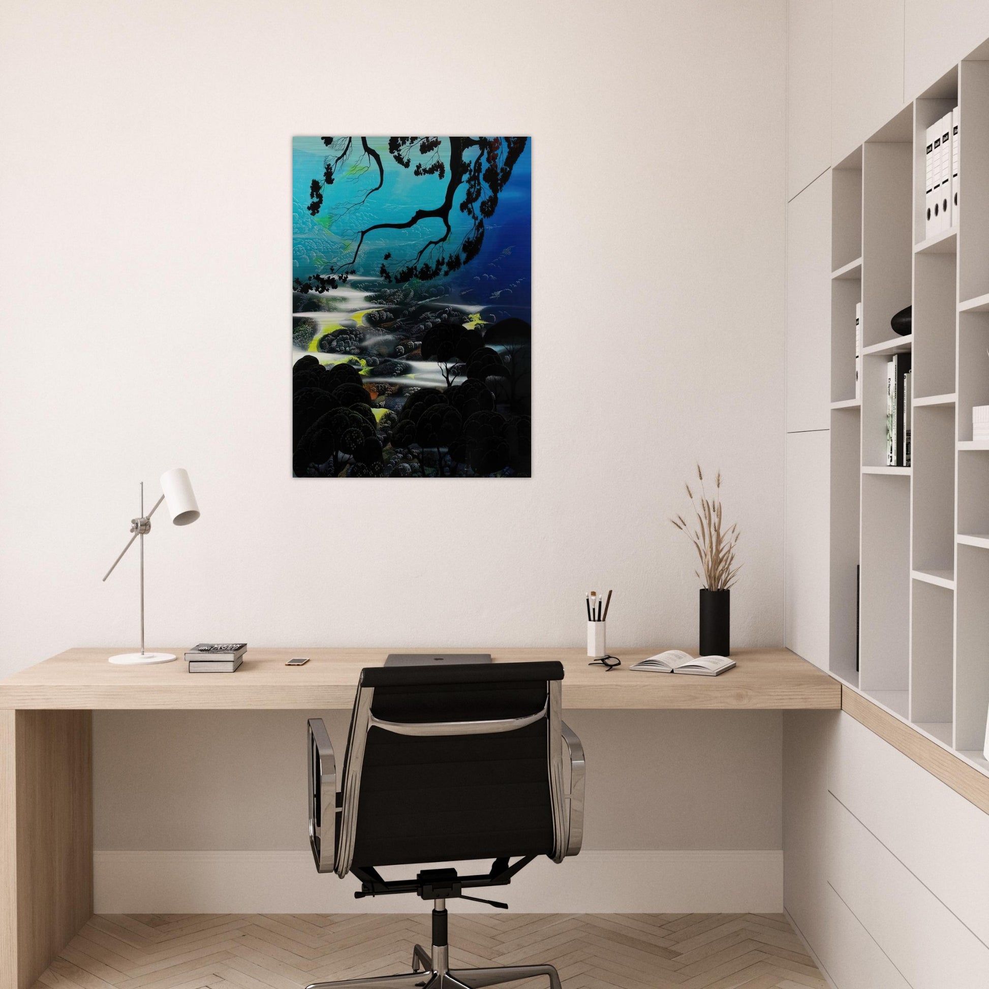 Days End - Eyvind Earle Brushed Aluminum Print - 70x100 cm / 28x40 inches | Eyvind Earle Aluminum Print | Eyvind Earle Prints