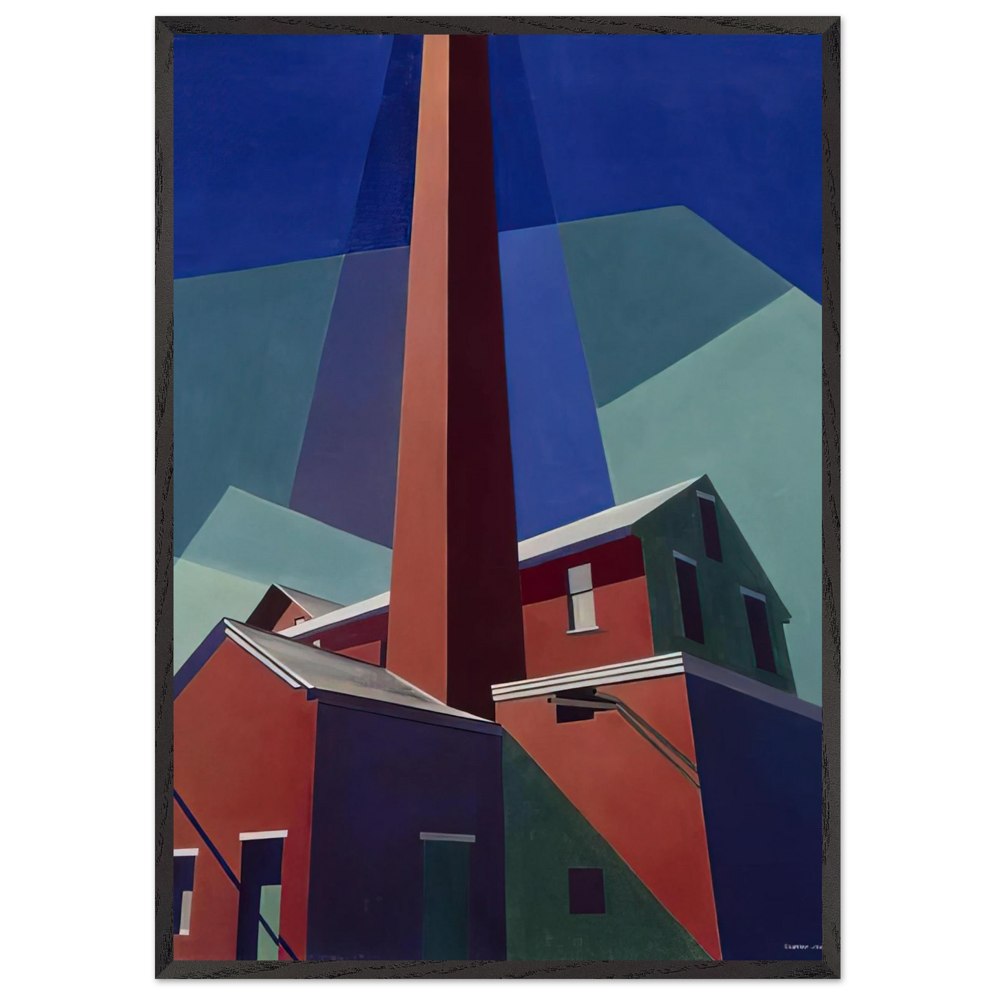 Ballardvale - 1946 - Charles Sheeler 70x100 cm / 28x40 inches Framed Art Print – Black Wooden Frame