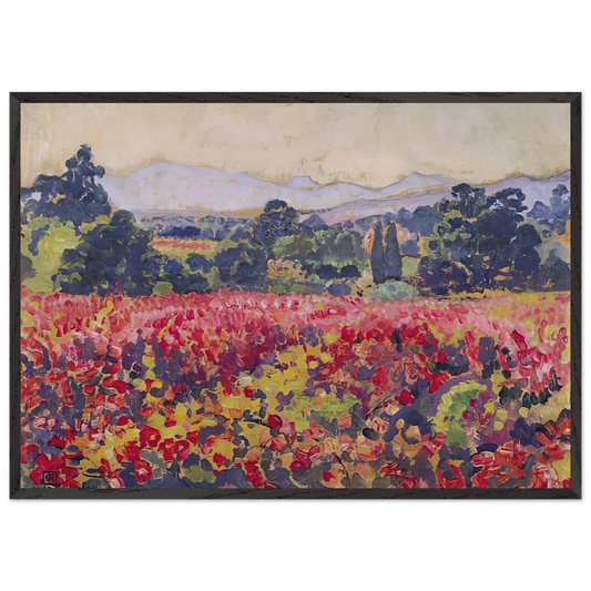 THE VINES IN SAINT CLAIR 1912 - Theo van Rysselberghe 70x100 cm / 28x40 inches Framed Art Print – Black Wooden Frame