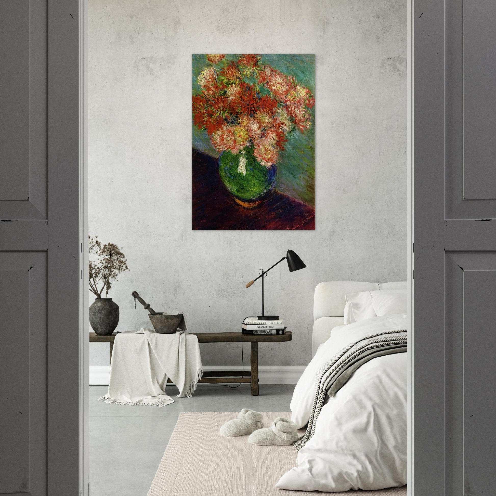 Vase of Chrysanthemums - claude monet Brushed Aluminum Print - 70x100 cm / 28x40 inches | claude monet Aluminum Print | claude monet Prints