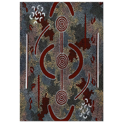 Honey Ant Dreaming - 1981 - Clifford Possum Tjapaltjarri Brushed Aluminum Print - 70x100 cm / 28x40 inches | Clifford Possum Tjapaltjarri Aluminum Print | Clifford Possum Tjapaltjarri Prints