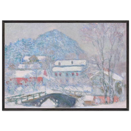 Norway Sandviken Village in the Snow - claude monet 70x100 cm / 28x40 inches Framed Art Print – Black Wooden Frame