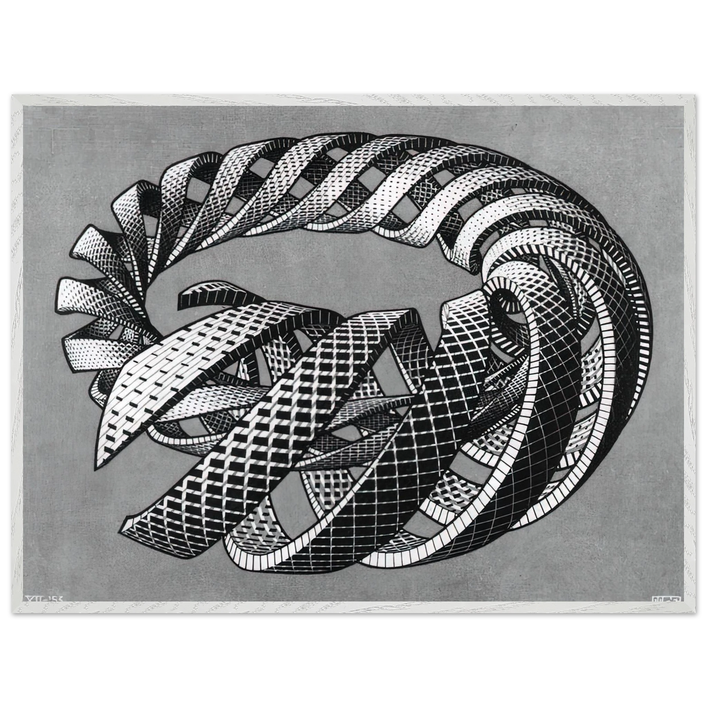 MC Escher - SPIRALS Wall Art - 60x80 cm / 24x32 inches - Premium Wooden Framed Poster With Fine Art Paper-canvas - Black frame