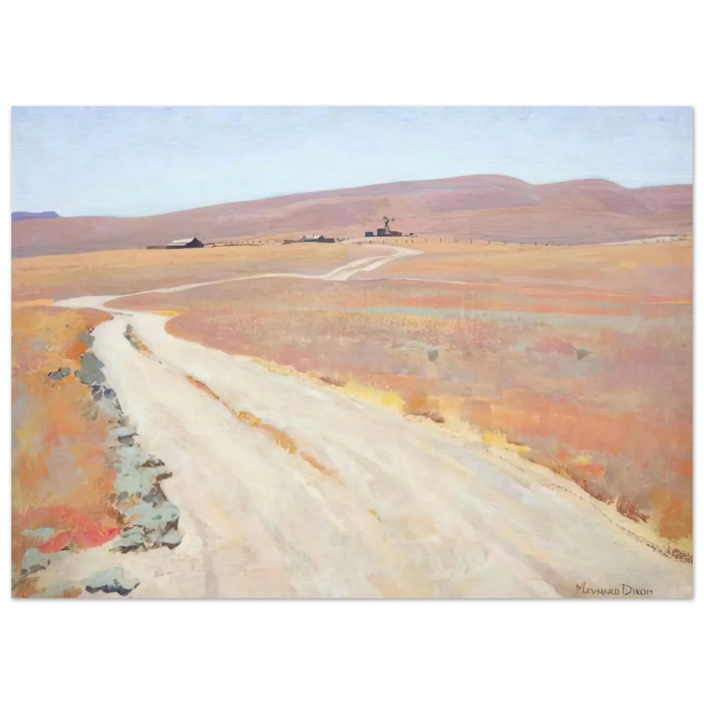 Maynard Dixon - ABANDONED RANCH 1935 Wall art - 21x29.7 cm / 8x12" - Premium Wooden Framed Poster With Fine Art Paper - White frame