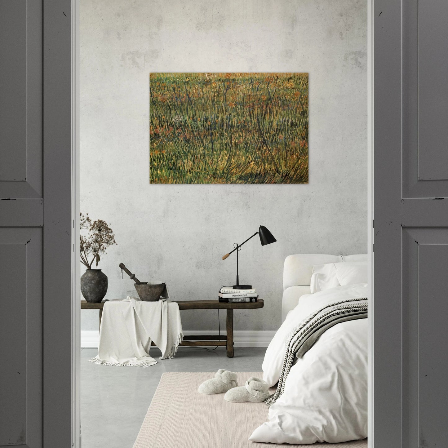 Pasture in Bloom - Vincent van Gogh Brushed Aluminum Print - 70x100 cm / 28x40 inches | Vincent van Gogh Aluminum Print | Vincent van Gogh Prints