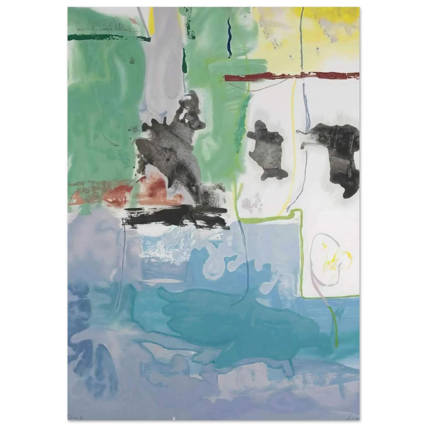 Helen Frankenthaler - West Wind - 1997 Wall art - 15x20 cm / 6x8 Inches - Premium Wooden Framed Poster With Fine Art Paper - Wood frame