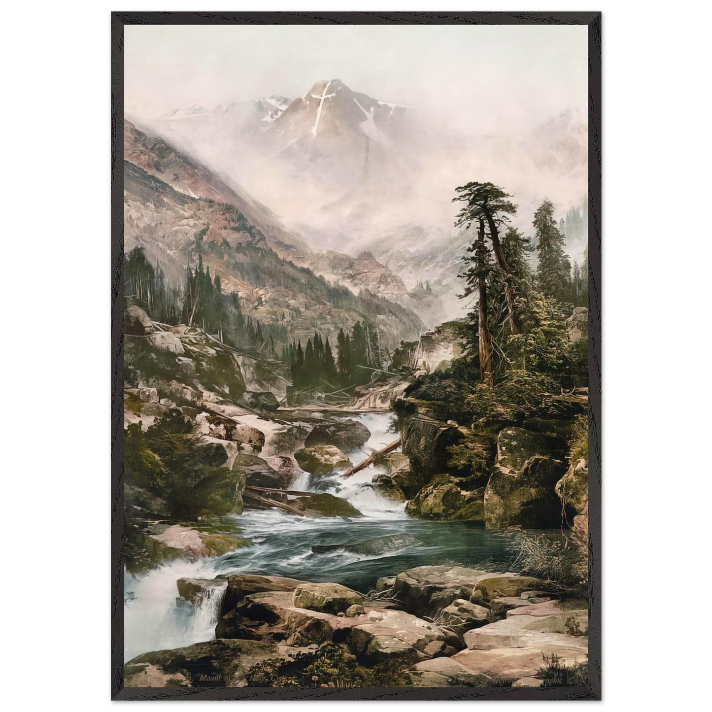 Mount of the Holy Cross - Thomas Moran 70x100 cm / 28x40 inches Framed Art Print – Black Wooden Frame