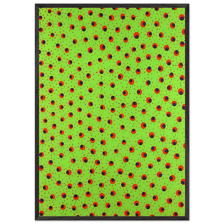 FIELDS IN SPRING 1988 - Yayoi Kusama 70x100 cm / 28x40 inches Framed Art Print – Black Wooden Frame