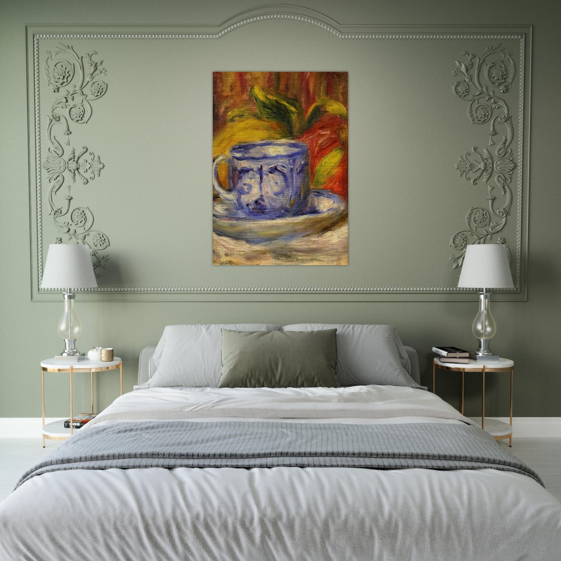 Cup and Fruit - Pierre-Auguste Renoir Brushed Aluminum Print - 70x100 cm / 28x40 inches | Pierre-Auguste Renoir Aluminum Print | Pierre-Auguste Renoir Prints