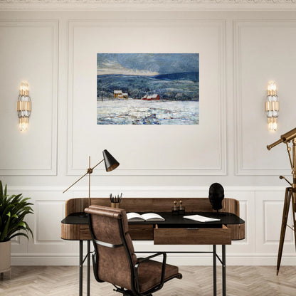 Winter in the Connecticut Hills - Childe Hassam Brushed Aluminum Print - 70x100 cm / 28x40 inches | Childe Hassam Aluminum Print | Childe Hassam Prints
