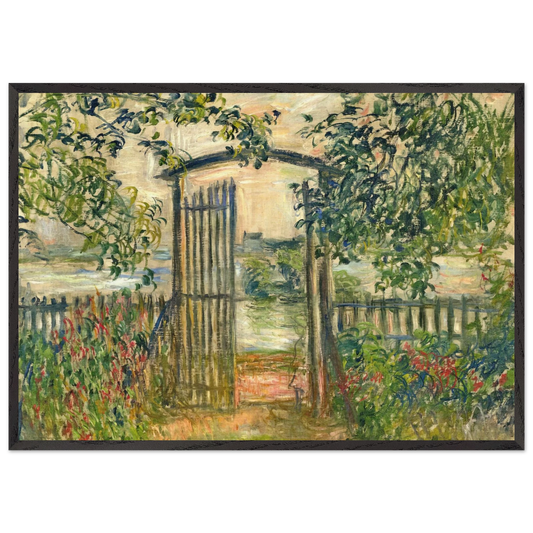 The Garden Gate at Vetheuil - claude monet 70x100 cm / 28x40 inches Framed Art Print – Black Wooden Frame