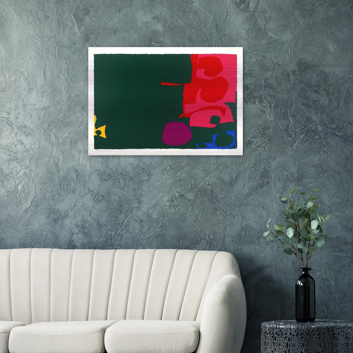 Interlocking Scarlet and Pink in Deep Green - 1970 - Patrick Heron Brushed Aluminum Print - 70x100 cm / 28x40 inches | Patrick Heron Aluminum Print | Patrick Heron Prints