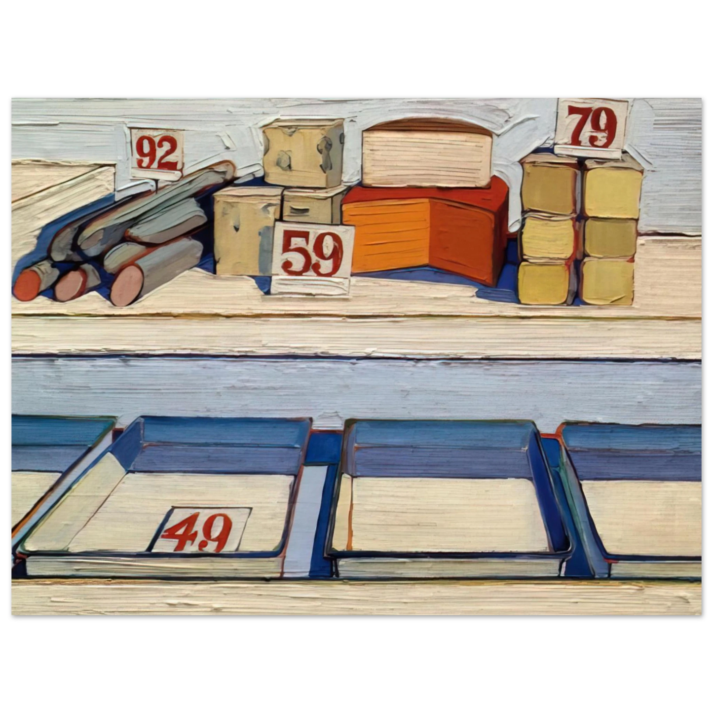 Wayne Thiebaud - Delicatessen Counter - 1962 Wall Art - 60x80 cm / 24x32 inches - Fine Art Poster-canvas - -