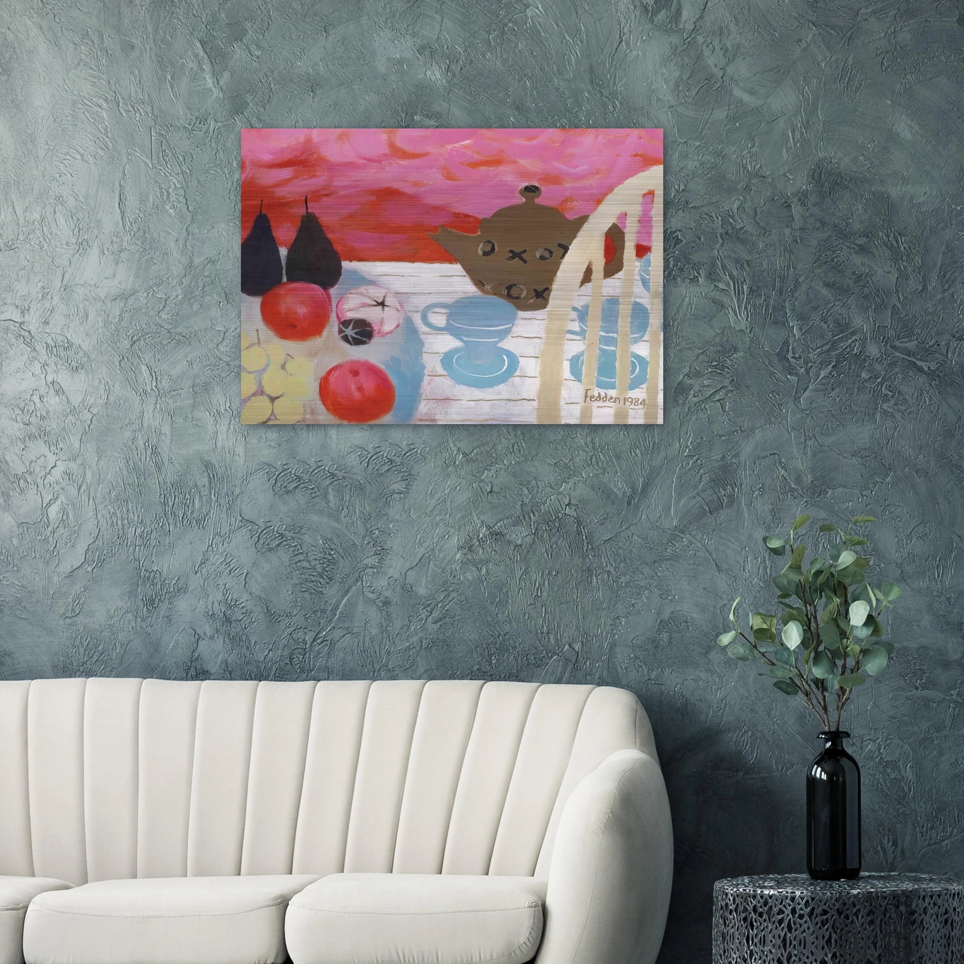 The Teapot - 1984 - Mary Fedden Brushed Aluminum Print - 70x100 cm / 28x40 inches | Mary Fedden Aluminum Print | Mary Fedden Prints