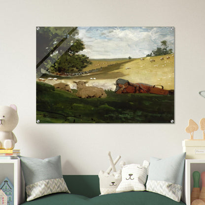 WARM AFTERNOON SHEPHERDESS - Winslow Homer Acrylic Print - 70x100 cm / 28x40″ inches | Winslow Homer Wall Art | Winslow Homer Prints