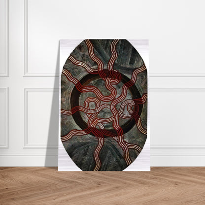 Untitled Snake Dreaming - 1972 - Clifford Possum Tjapaltjarri Brushed Aluminum Print - 70x100 cm / 28x40 inches | Clifford Possum Tjapaltjarri Aluminum Print | Clifford Possum Tjapaltjarri Prints