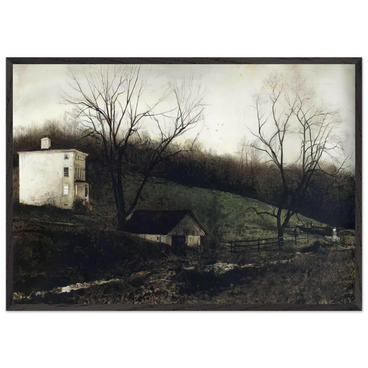 EVENING AT KUERNERS - Andrew Wyeth 70x100 cm / 28x40 inches Framed Art Print – Black Wooden Frame